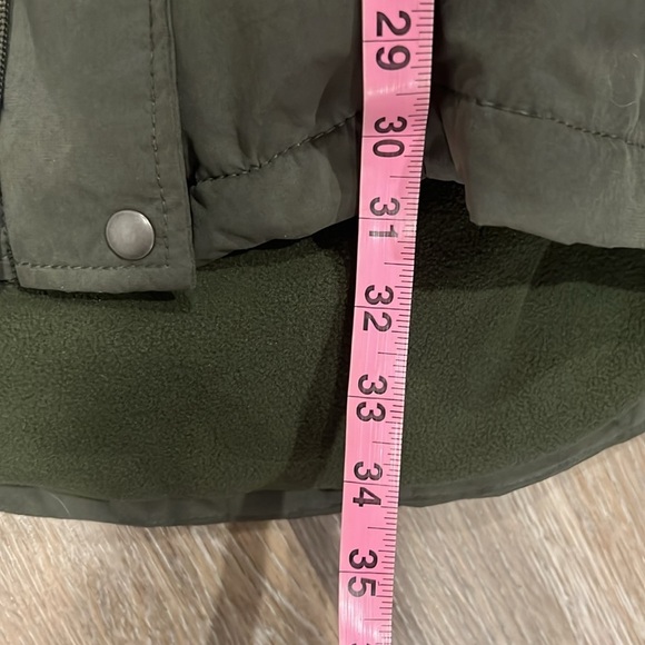 Old Navy olive green parka coat with black faux fur trim hood size size Small - Picture 8 of 13